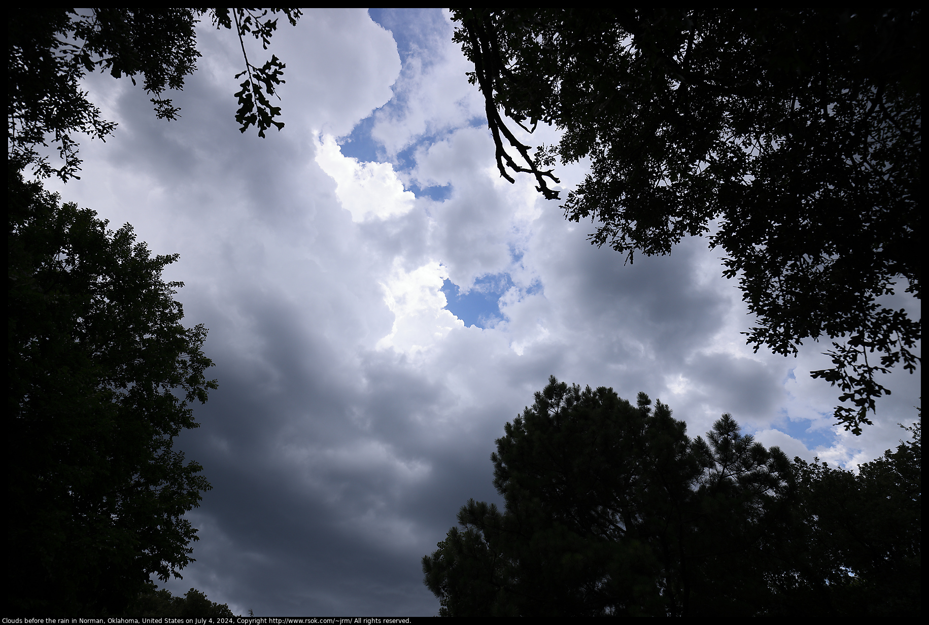 Clouds before the rain in Norman, Oklahoma, United States on July 4, 2024