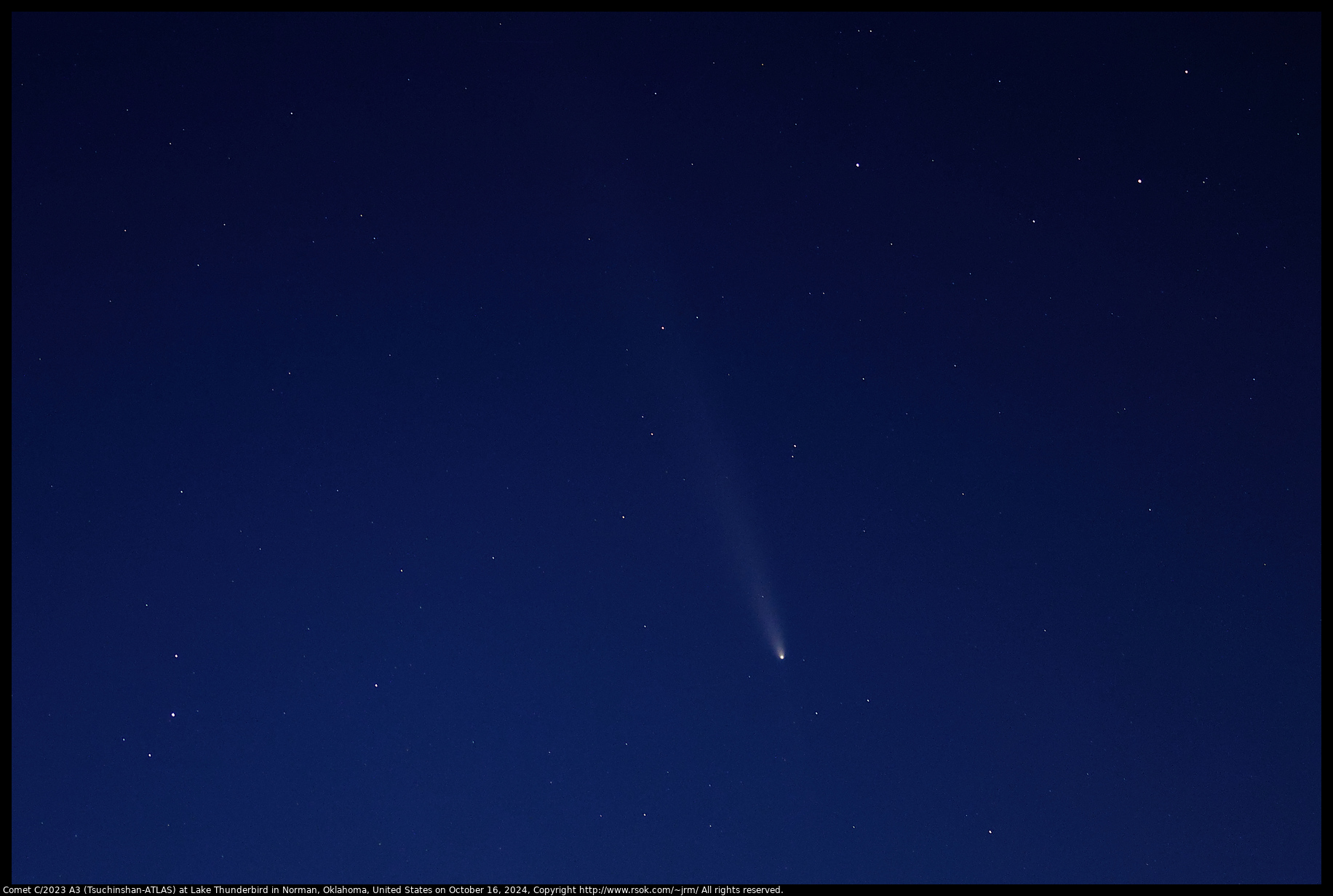 Comet C/2023 A3 (Tsuchinshan-ATLAS) at Lake Thunderbird in Norman, Oklahoma, United States on October 16, 2024